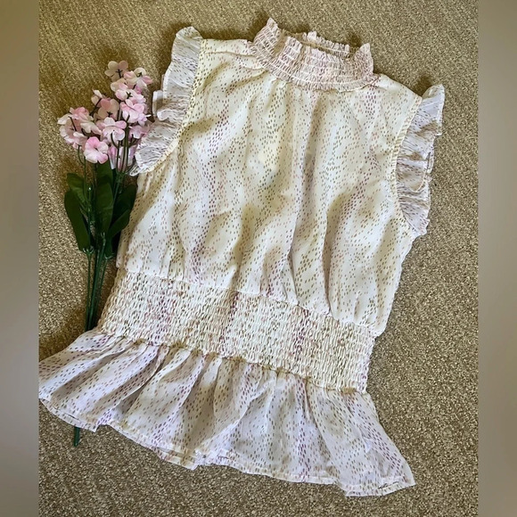 Japna NWT Sleeveless Dotted Ruffle Blouse - XS - Picture 1 of 4